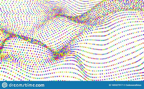 D Glowing Digital Wave Particles Futuristic Hud Stock Illustration