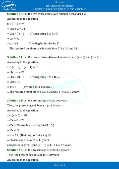 RS Aggarwal Class 6 Solutions Exercise 9C Chapter 9 Linear Equations In