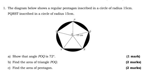 Solved The Diagram Below Shows A Regular Pentagon Inscribed In A