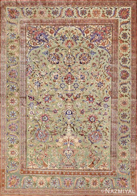 Antique Silk Persian Kashan Carpet 48250 Nazmiyal Rugs