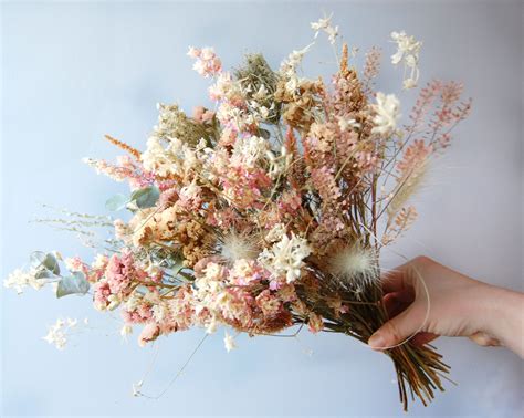 Dried Flower Everlasting Bouquet Large Blush And Neutral Tones In 2021