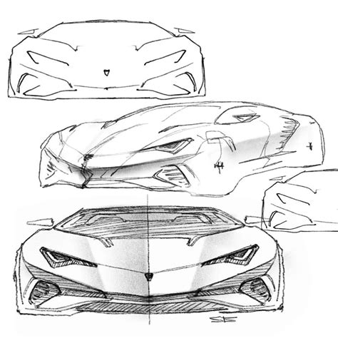 Lamborghini Sian Side View Drawing