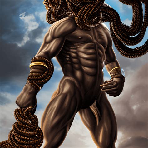 Hombre medusa afroamericano hipergráfico de cuerpo entero Creative