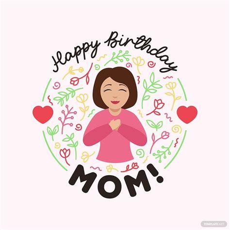 Happy Birthday Mom Vector in Illustrator, SVG, JPG, EPS, PNG - Download ...