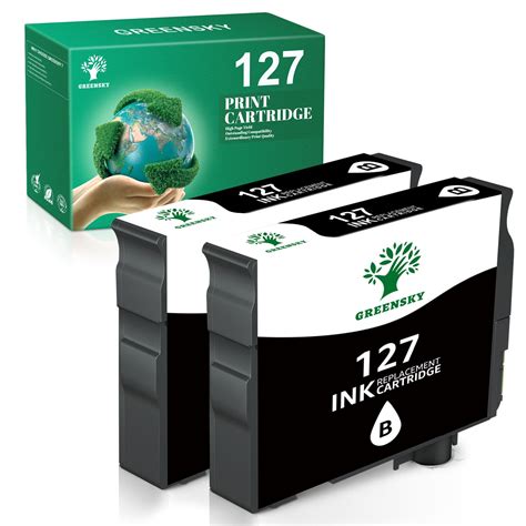 2 Pack High Yield 127xl T127xl Black Ink Cartridges Replacement For Epson 127 T127 Use With