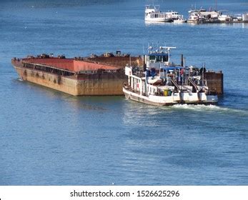 Top View Tugboat Pushing Empty Barge Stock Photo 1526625296 Shutterstock