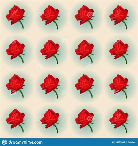 Seamless Floral Pattern With Of Red Roses Vector Illustrationseamless