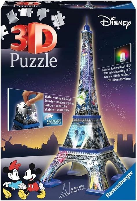 RAVENSBURGER PUZZLE 3D BUDYNKI NOCĄ WIEŻA EIFFLA DISNEY 216EL 12