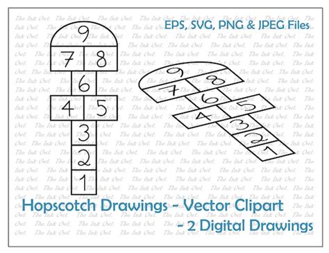 Hopscotch Playground Game Chalk Outline Clipart / Drawing - Etsy