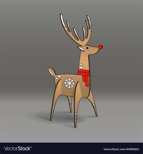 Christmas Cute Cardboard Reindeer Royalty Free Vector Image