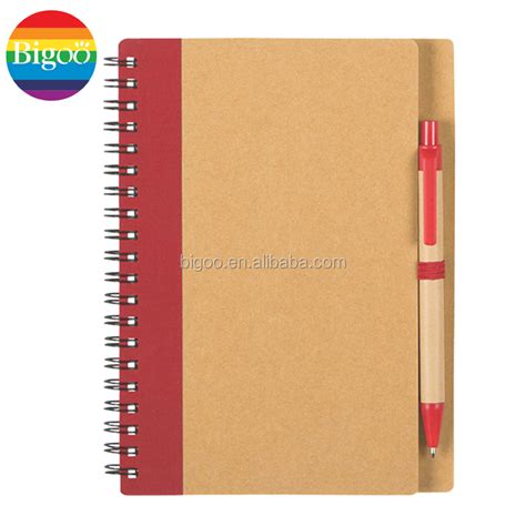 Kraft Paper Cover Spiral Notebook With Pen Set Customized Coil Notebook