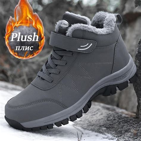 Kaufe Winter Frauen M Nner Stiefel Pl Sch Leder Wasserdicht Turnschuhe