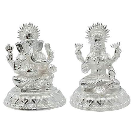 Buy Maa Silver Pure Silver Goddess Lakshmi Laxmiji Lord Ganesh