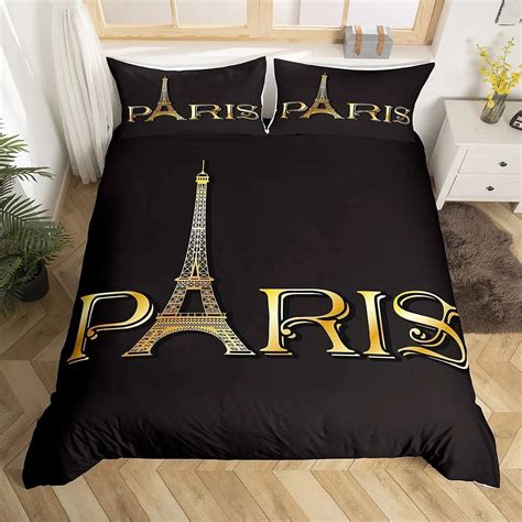 Vintage Eiffel Tower Duvet Cover Set Modern 3D Paris Theme Bedding Sets