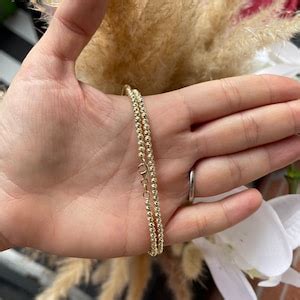 14K Solid Gold Bracelets Ball Dainty Chain Paperclip Bracelet Dainty