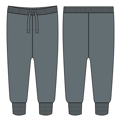 Fleece Fabric Jogger Sweatpants Overall Technical Fashion Flat Sketch