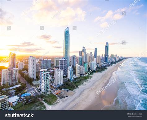 Surfers Paradise Skyline Sunset Aerial View Stock Photo (Edit Now ...