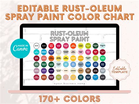 Editable Rustoleum Spray Paint Color Chart Template Custom Etsy Australia