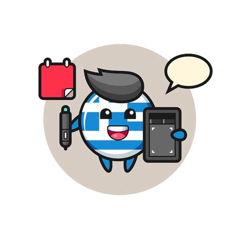 Ilustraci N De La Mascota De La Insignia De La Bandera De Grecia Como