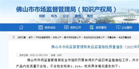 广东省佛山市市场监管局发布食品监督抽检质量通告（2022年第16期）手机新浪网