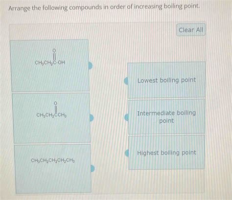 Solved Arrange The Following Compounds In Order Of Increasing Boiling