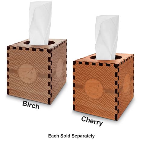 Square Weave Cherry Wood Tissue Box Cover - Square (Personalized) - YouCustomizeIt