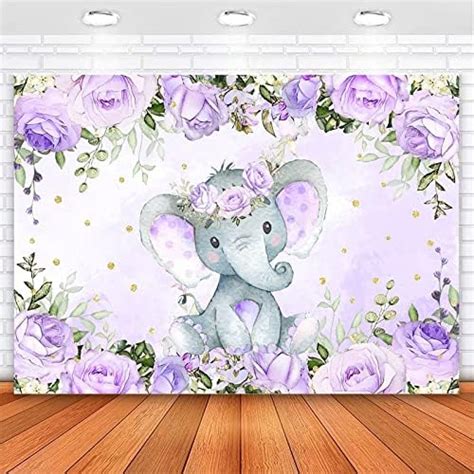 Amazon Avezano Purple Elephant Baby Shower Backdrop Lavender