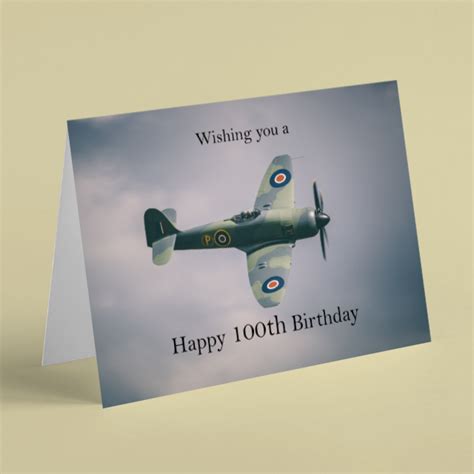 British Spitfire Plane In Flight 100th Birthday Card Available For