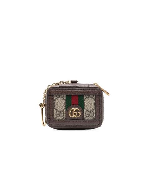 Gucci Brown GG Ophidia Striped Leather Airpod Case | Lyst