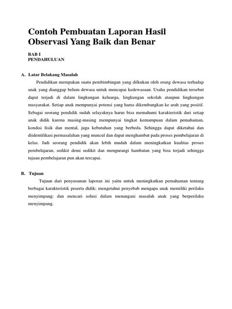 Contoh Pembuatan Laporan Hasil Observasi Yang Baik Dan Benar