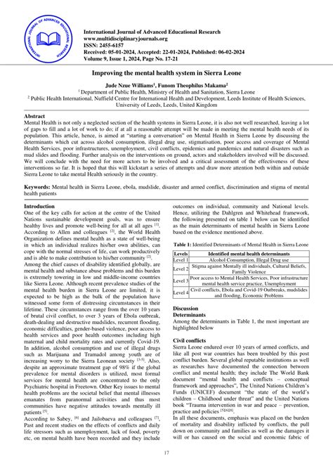 (PDF) Improving the mental health system in Sierra Leone