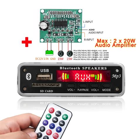 KEBIDU bezprzewodowy Bluetooth 5V 12V MP3 płytka dekodera WMA moduł