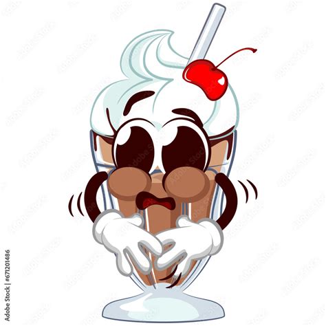 Mascot Character Of A Milkshake Glass With A Funny Face Holding