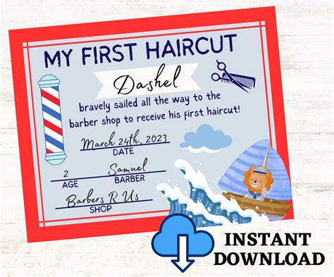 My First Haircut Certificate Baby Milestone Keepsake Boys Haircut