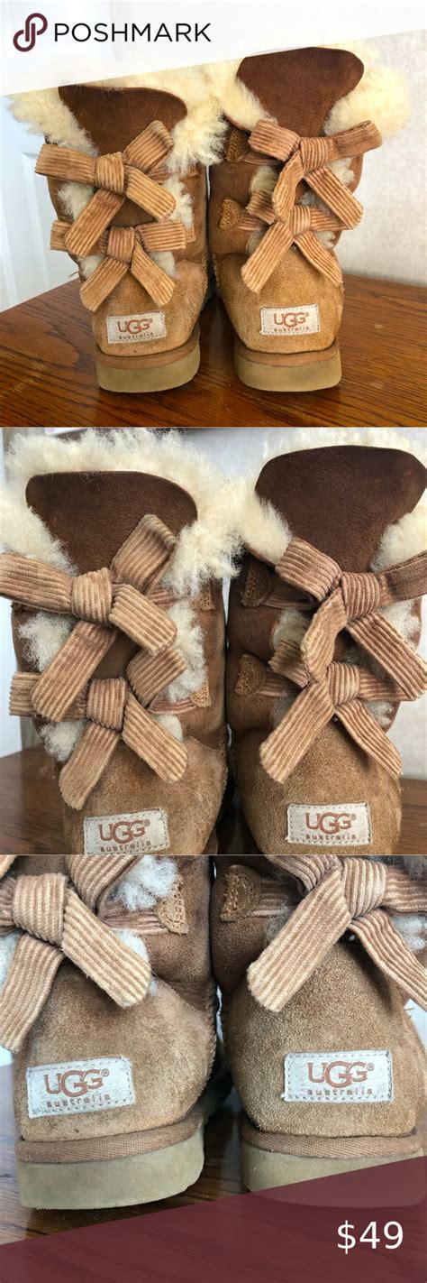 Tan Ugg Short Boots With Bows Size 7 Ugg Boots With Bows Ugg Boots Short Short Uggs