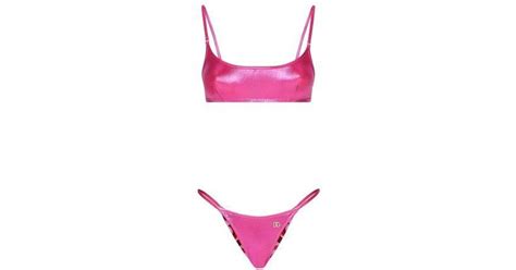 Dolce Gabbana Laminated Brassiere Bikini In Pink Lyst