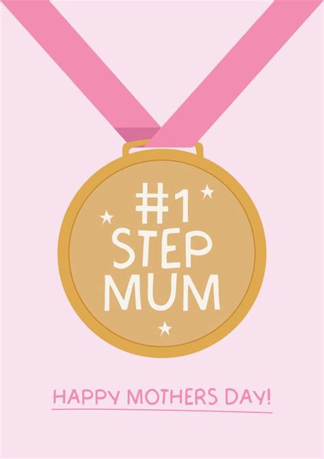 Cute Mothers Day Card Medal 1 Step Mum Thortful