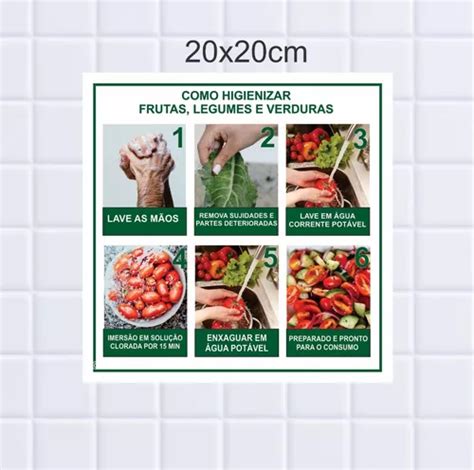 Placa 20x20cm Higiene Hortifruti Verduras Legumes Frutas