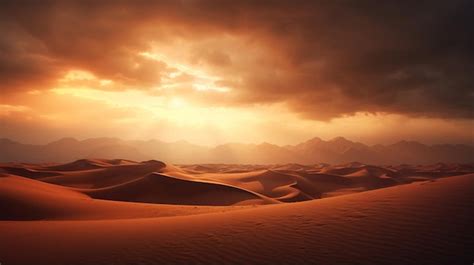 Premium Photo | Desert landscape with sun