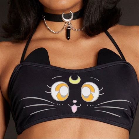 Hot Topic Swim Sailor Moon Luna Halter Swim Top Poshmark