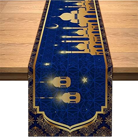 Ramadan Kareem Linen Table Runner Islamic Muslim Eid Mubarak Party