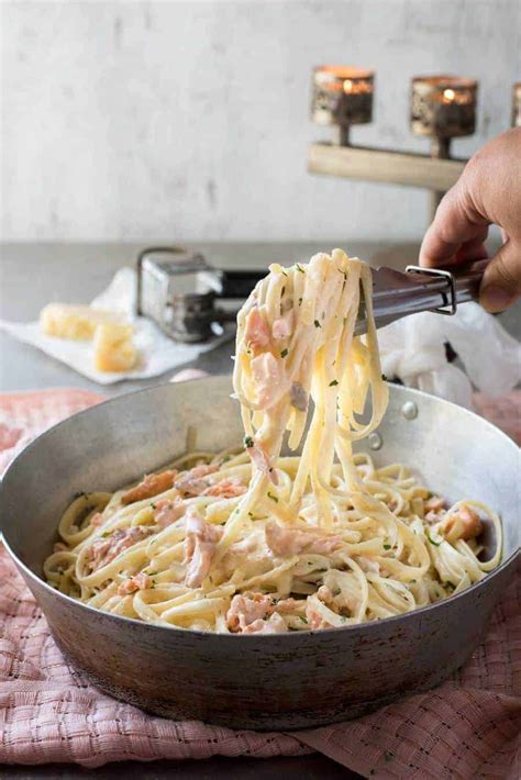 Alfredo Salmon Pasta Recipetin Eats