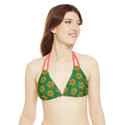 Green Bikini Floral Hawaii Bikini Flower Pattern Island Bikini Etsy