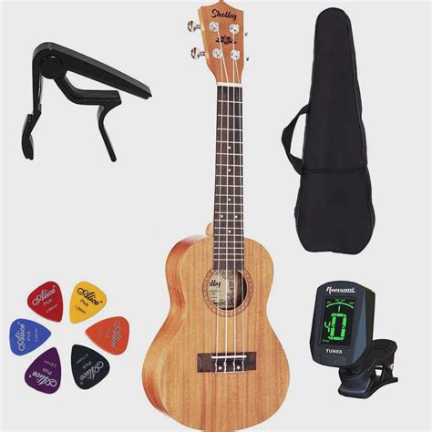 Kit Ukulele Concert Shelby Su M Acustico Mogno Fosco Capa Afinador