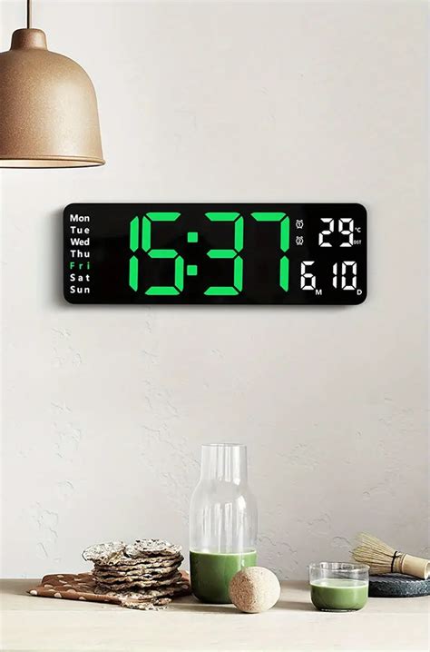 1pc 12 6inch Remote Control Large Digital Wall Clock Temperature Date Week Display Timer