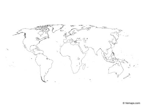 Outline Map Of The World Robinson Projection Free Vector Maps