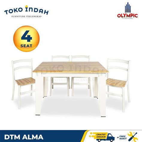 Jual Meja Makan Kayu Dining Table Include Kursi Olympic Dtm Alma