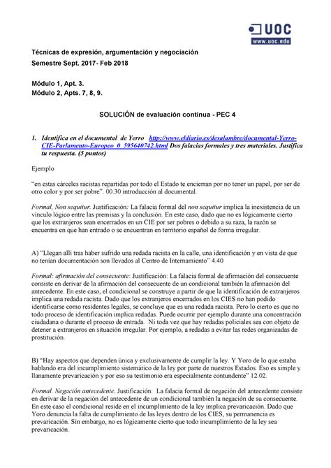 SOLU PEC 4 tecnicas negociacion Técnicas de expresión argumentación