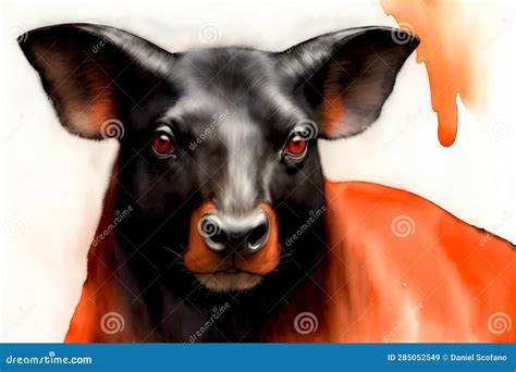 A Painting of a Black Dog with Red Eyes. Generative AI Stock Illustration - Illustration of ...