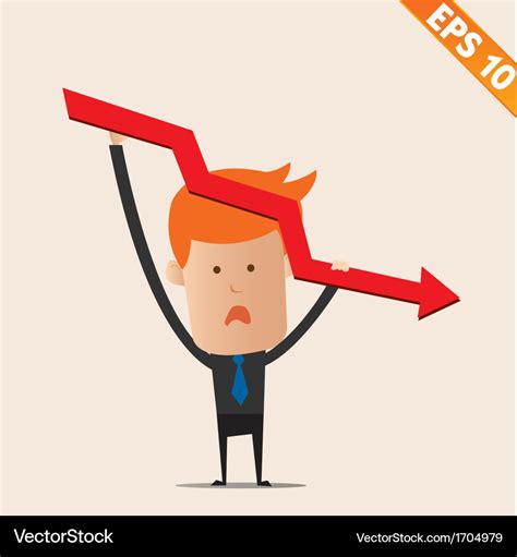 Cartoon businessman negative graph - eps10 Vector Image